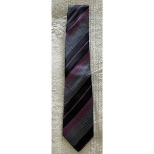 Robert Talbott Estate Tie Purple Black Gray striped tie. 100% silk. Made in USA.